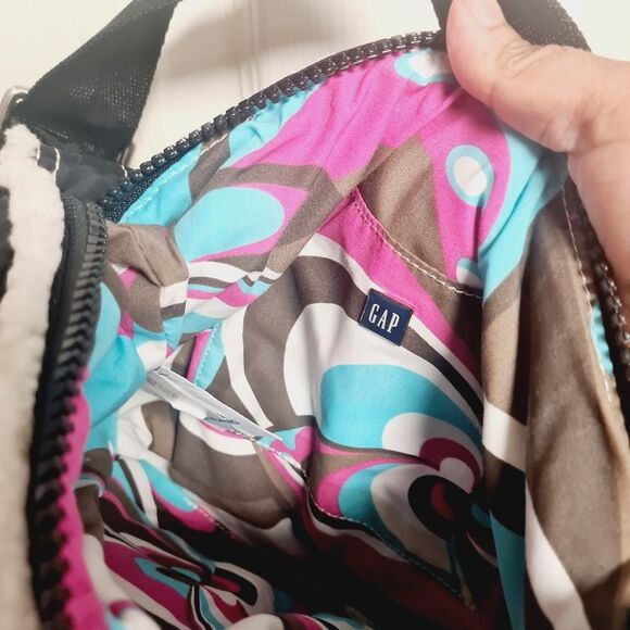 GAP JEANS  SHOULDER HOBO BAG Y2K BLACK ZIPPERED SHERPA LINED - Picture 4 of 6